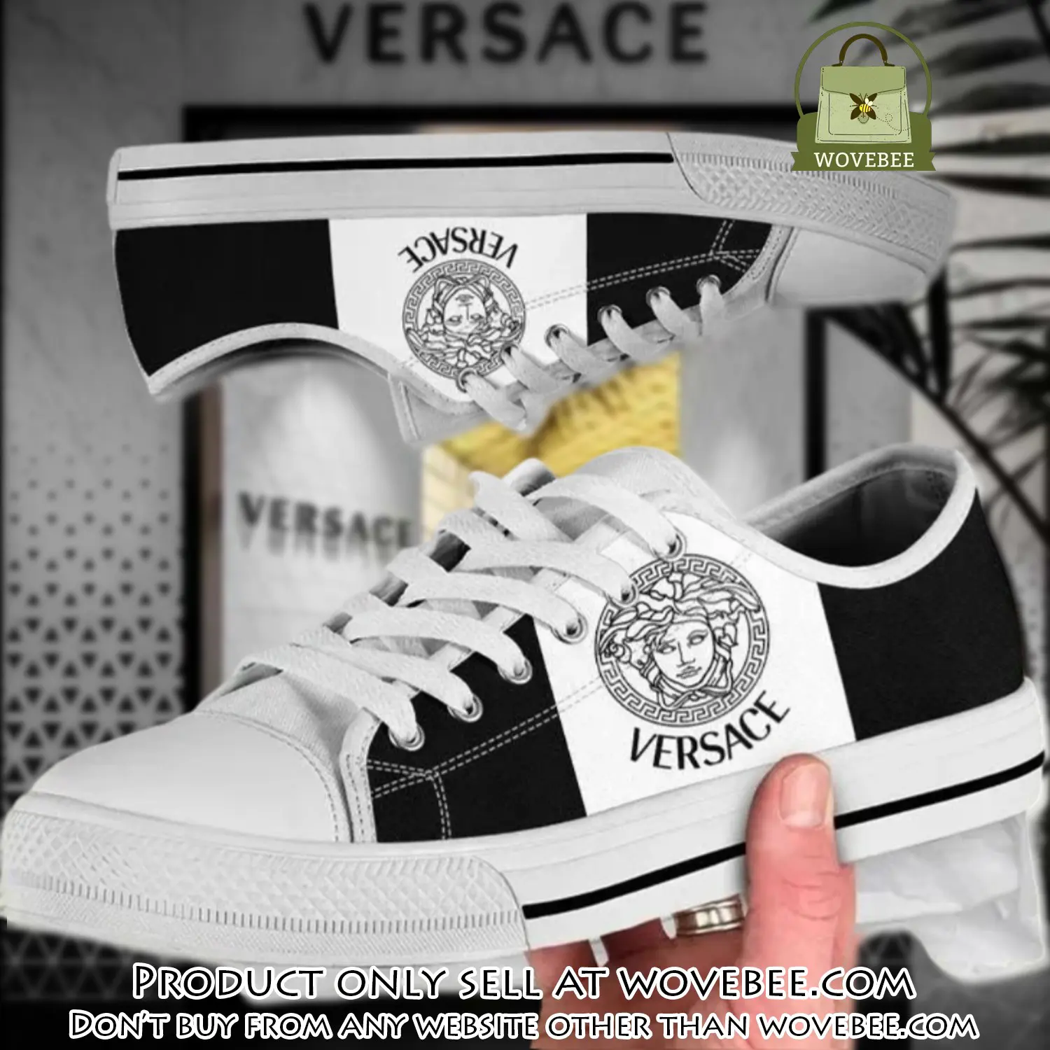 Versace medusa golden white low top canvas shoes luxury brand gifts for men women wvb5910478